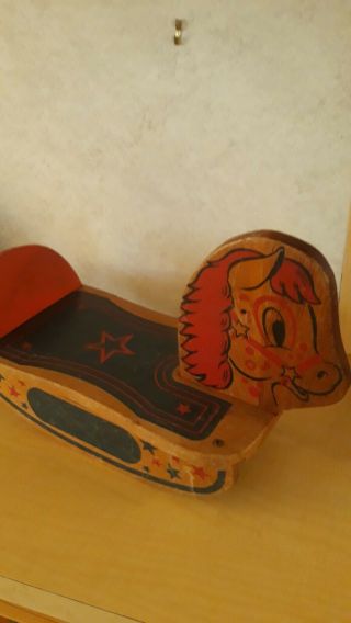 Antique Vintage Childs Wooden Rocking Horse Solid Wood Kids Toy
