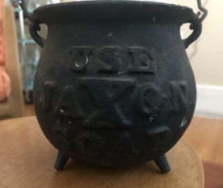 Vintage Jaxon Soap Cast Iron Advertisement Bucket String Holder