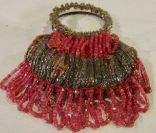 Antique French Fashion Poupee Peau Beaded Purse For Antique Bisque /early Doll