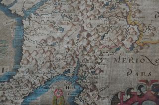 Wales Caernarvon/ Saxton,  Hole Antique Map 1607 - 1610