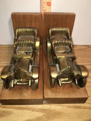 Mid Century Brass Antique Early 1900’s Chevrolet Convertible Car Bookends