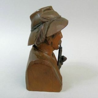 VICTORIAN BLACK FOREST CARVED FIGURE OF A MAN SMOKING A PIPE C.  1900 4