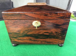 Antique Two Compartment Tea Caddy With Key