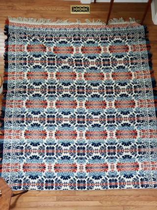 Antique Woven Coverlet - Mid To Late 1800 
