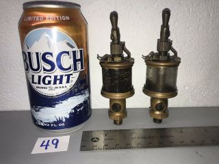 Pair Penberthy Injector Co.  Sentry No.  0 Brass Oiler Hit Miss Gas Engine Antique