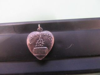 Antique Vintage Sterling Silver Repousse Cincinnati,  Ohio Puffy Heart Charm
