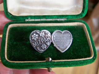 H/m Antique Jewellery Sterling Silver Mizpah Double Hearts Sweetheart Brooch Pin