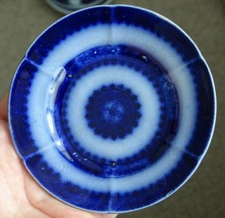 Antique Nankin Pattern Flow Blue Transferware Cup Plate Butter Pat By Edwards