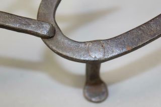 A VERY RARE 18TH C HEART SHAPED WROUGHT IRON STANDING HEARTH TRIVET OLD SURFACE 7