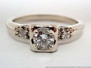 Antique Art Deco 14k White Gold 0.  24tcw Diamond Ladies Engagement Filigree Ring