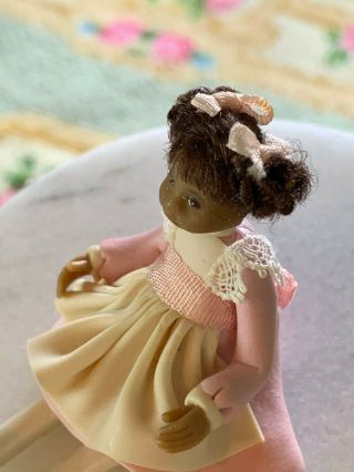 Artisan Miniature Dollhouse Vintage Sculpted Dark Skin Little Girl Signed ' A ' 95 5