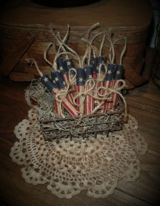 Cute As Can Be Primitive Farmhouse " Firecrackers " Bowl Fillers Red White Blue