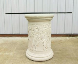 Vintage Ancient Roman / Greek Column Pedestal Glass Dining Table Maitland Smith