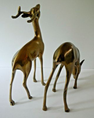 Deer Brass Metal Buck & Doe Vintage Mid - Century Modern MCM Large Figures Pair 4