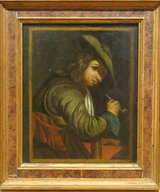 17th Century Dutch School Old Master Tavern Gentleman Pipe Smoking Portrait
