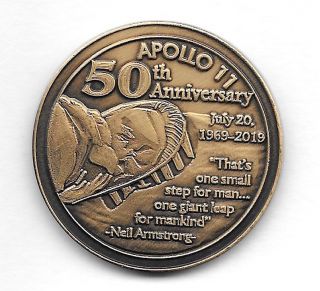 Nasa Apollo 11 Eagle Landing And 50th Anniversary Antique Bronze 7 - 16/20 1969