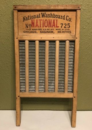 Vintage / Antique National Washboard Co.  No.  725 Washboard " The Naiad " Usa