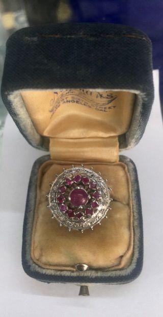 Vintage Antique Art Deco Natural Ruby Diamond Palladium Ring Size 6