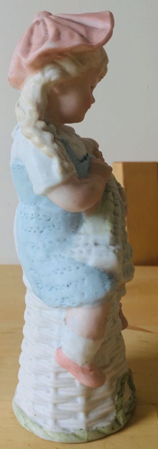 antique HEUBACH porcelain GIRL figure figurine with TOY DOLL 5