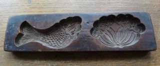 Antique Victorian Carved Wood Treen Press Mould Pastry Cookie Butter Kitchenalia