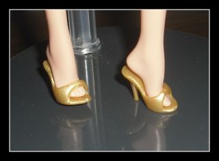 Shoes Barbie Doll Holiday Model Muse Basic Gold High Heel Mules Accessory