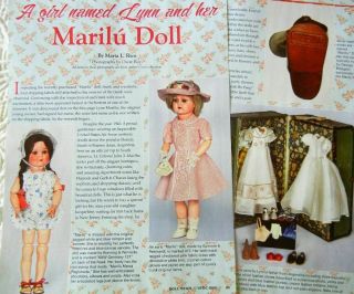 7p History Article,  Pics - Antique 1940s Marilu K R Argentina Doll