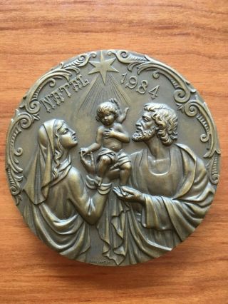 Antique Bronze Medal Celebrating Christmas Made By Cabral Antunes 1984