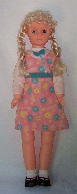 Vintage 1974 30” Lovee Walking Doll In Clothing