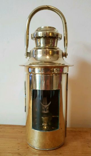 Antique Brass Ships Binnacle Lantern Barton Burner Nautical Lamp Light C.  1910