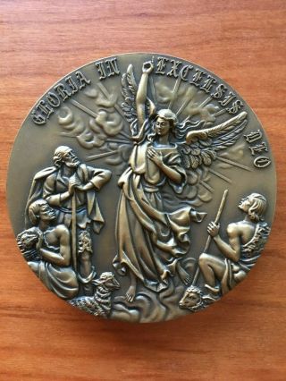 Antique bronze medal celebrating Christmas time Made by Cabral Antunes in 1972 3