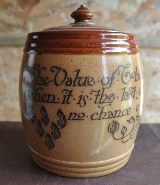 Antique Royal Doulton Glazed Stoneware " Bismarck Verse " Tobacco Jar 9784
