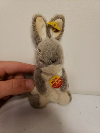 Antique Vintage Steiff Bunny Rabbit Manni 6” Brass Ear Tag Darling