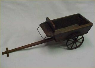 Vintage Antique Wooden Wagon Steel Wheels Primitive Toy West Buckboard Folk Art
