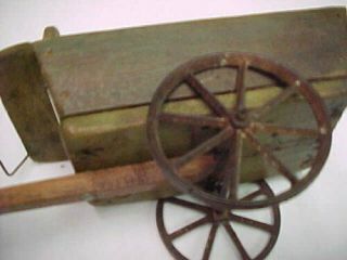 Vintage Antique Wooden Wagon Steel Wheels Primitive Toy West Buckboard Folk Art 3