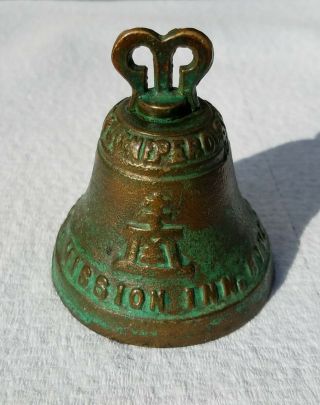 Mission Inn Riverside California Antique Bronze Advertising Bell 1900 - 1925 Era