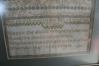 Victorian Alphabet Needlework Sampler Tapestry Framed C1862 - Helen Gibson 13yrs 3