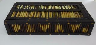 Antique Anglo - Indian Porcupine Quill Box Rectangular 8.  5 " X4 " Jewellery Cards Pen