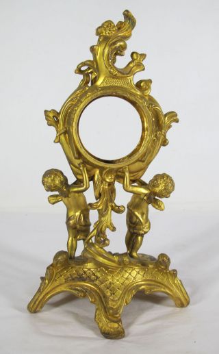 Antique 19th c French Dore/Ormolu Gold Gilt Ornate Clock Case 2 Winged Putti yqz 5