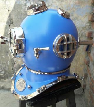 Boston Navy Mark V Divers Marine Vintage Helmet Blue Scuba 18 Sea Diving Helmet 2
