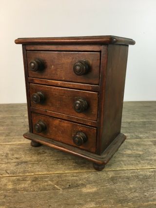 Vintage Miniature Hand Crafted Wooden Chest Of Draws Apprentice Piece.