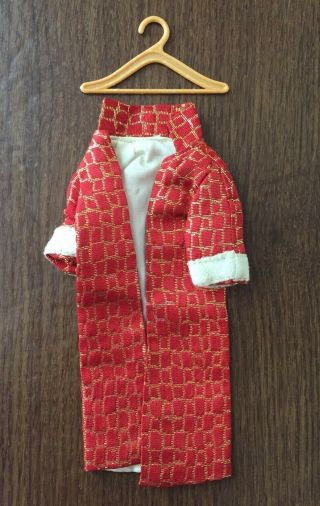 Vintage Barbie Size Clone COAT with Gold thread.  Pattern,  lined,  cuffs.  Pretty 5