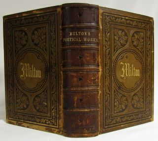 Antique 1860 Poetical Of John Milton Fine Leather Binding Paradise Lost