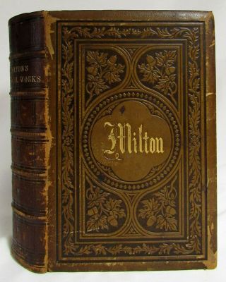 Antique 1860 POETICAL OF JOHN MILTON Fine Leather Binding PARADISE LOST 2
