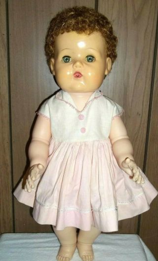 Vintage Large 18 1/2 " American Character (tiny Tears) Doll In Dress