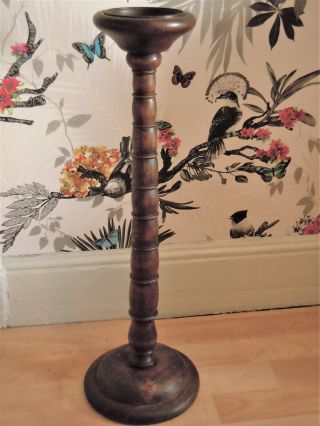 Antique Large Arts & Crafts Wooden Oak Church Floor Standing Gothic Candlestick