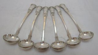 Good Set 6 Antique Victorian Sterling Silver Scottish Kings Toddy Ladles,  265g,