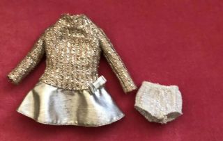 Vintage Mattel Barbie Salute To Silver Mini Dress 1185,  W/ Lame Panties