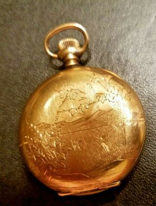 Antique 1899 Elgin 10k Gold Filled Ladies Pocket Watch.