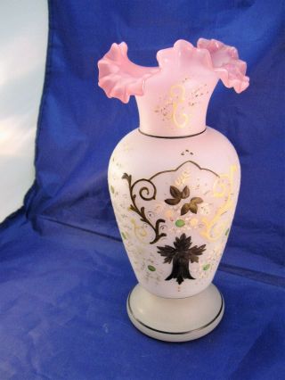 Vintage Glass Vase - Highly Decorated - Probably Bristol Glass - Tall