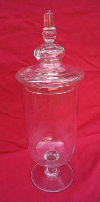 French Art Glass Apothecary Lidded Jar Footed Candy Container Blown Glass 19th C